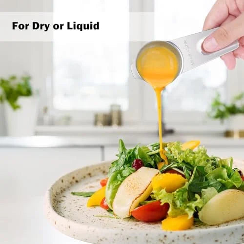 Measuring Cups 7PCS Stainless Steel Measuring Cups with a Storage Bag for Cooking & Baking Dishwasher Suitable – Durable Stainless Steel Construction for Flexible Room-to-Room Use