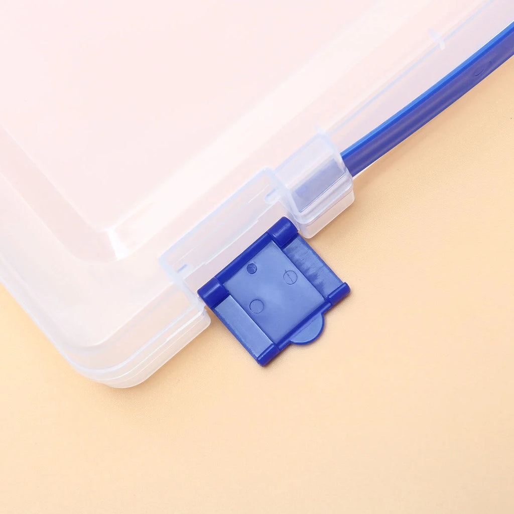 Transparent Storage Box Clear Plastic Document Paper Filling File Case Portable Ducoment Storage Holder with Blue Buckle – Multiroom Organization Format for Flexible Room-to-Room Use