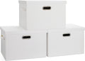 Large 17" 36 Quart Collapsible Stackable Storage Bins with Lids 3 Packs White Linen Fabric Closet Boxes with Lids Storage Cube Baskets Container Organizers for Bedroom Office(17 x12 x11) – Everyday Household Format for Flexible Room-to-Room Use