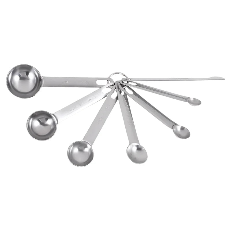 Stainless Steel Measuring Spoons Cups Set Small Tablespoon Teaspoons Set 6 with Bonus C4662 – Durable Stainless Steel Construction for Flexible Room-to-Room Use