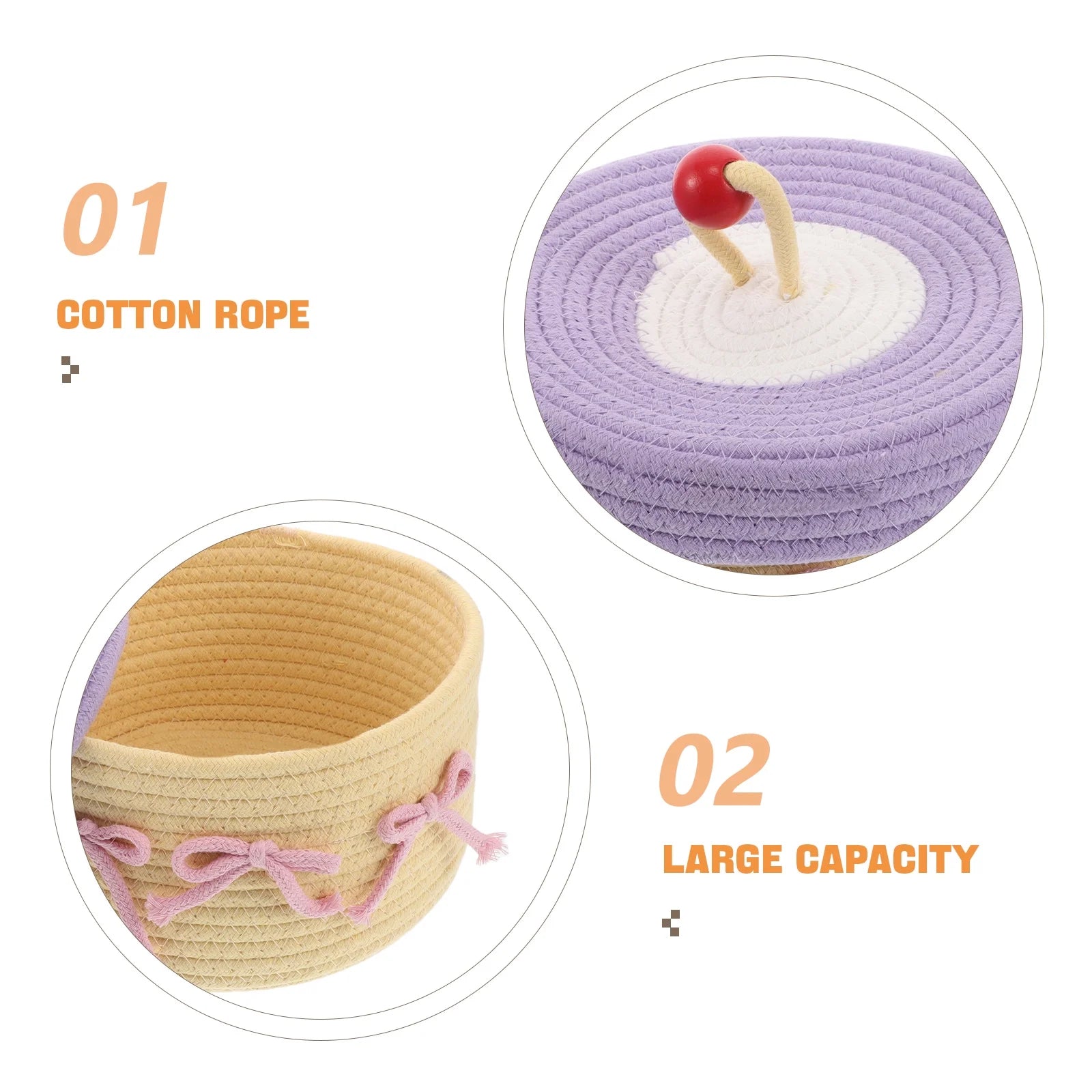 Woven Cotton Rope Basket With Lid Jewelry Storage Box Cute Basket Cotton Rope Basket Storage Woven Basket Woven Rope Basket Bathroom Basket Organizer – Secure Lid Design for Flexible Room-to-Room Use