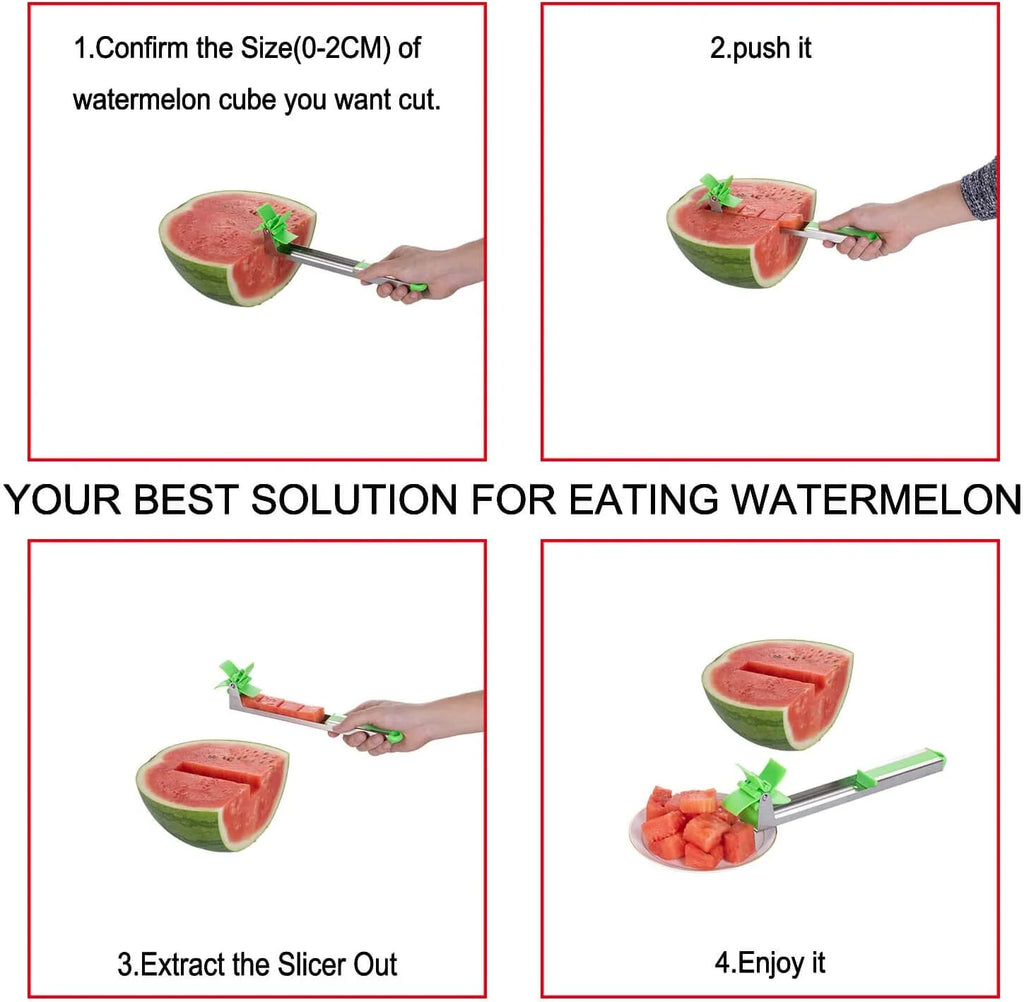 Watermelon Windmill Cutter Slicer Stainless Steel Shape Fruit Tools Quickly Cut Tool Kitchen Gadgets with Melon Scoop – Durable Stainless Steel Construction for Flexible Room-to-Room Use