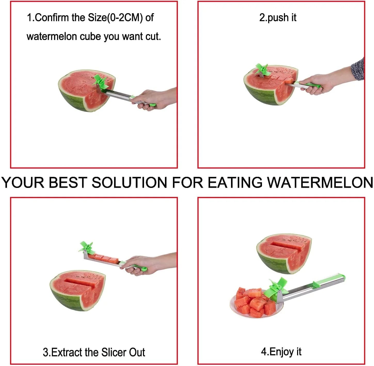 Watermelon Windmill Cutter Slicer Stainless Steel Shape Fruit Tools Quickly Cut Tool Kitchen Gadgets with Melon Scoop – Durable Stainless Steel Construction for Flexible Room-to-Room Use