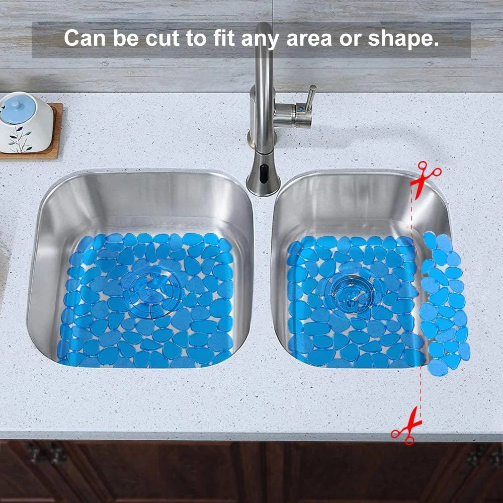 Bligli Pebble Sink Mat 2-Pack - PVC Kitchen Protector for Stainless Steel/Ceramic Dish Drying Mat for Dishes 15.7" x 11.8" Blue – Durable Stainless Steel Construction for Flexible Room-to-Room Use