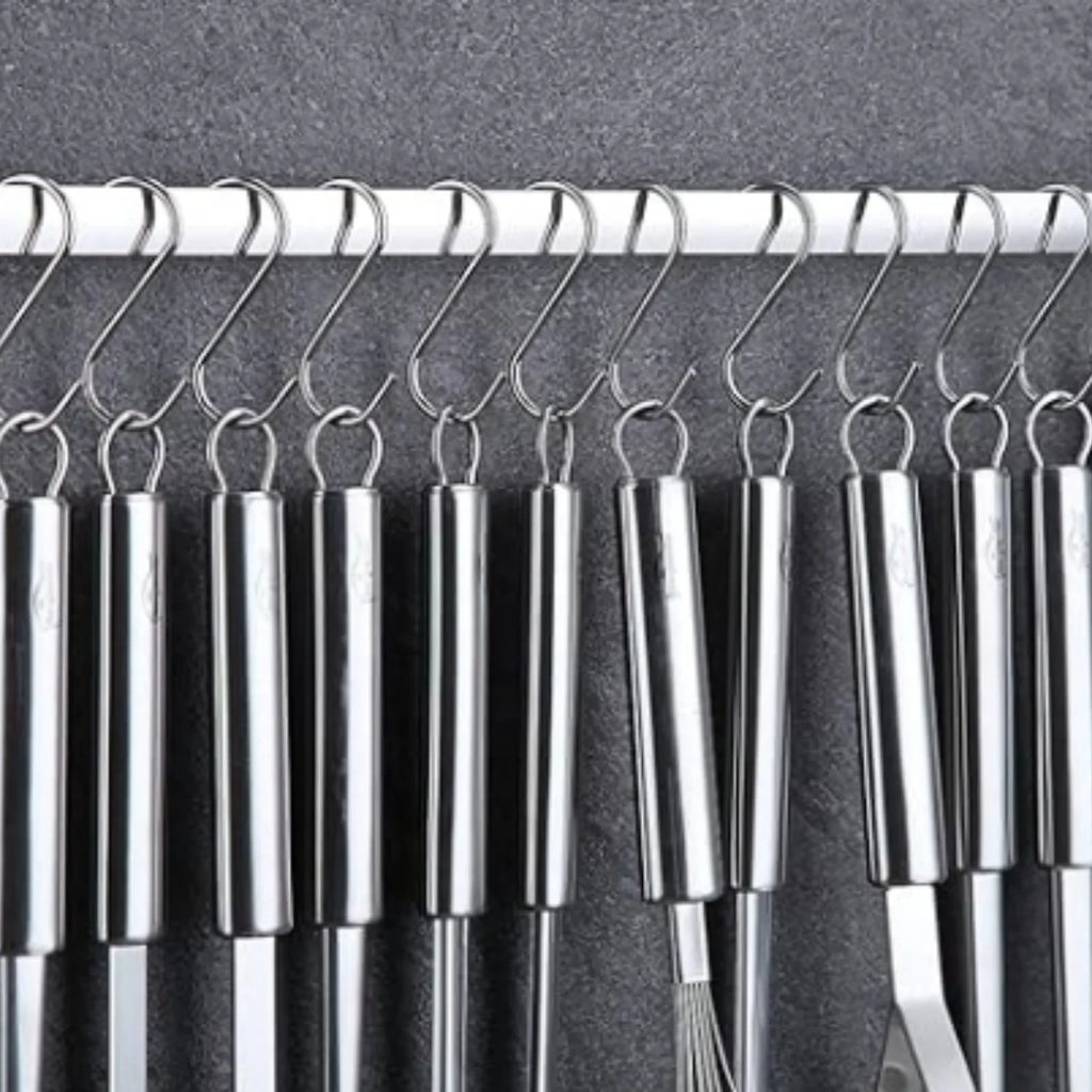 Kitchen Utensils Set 38 Pieces Stainless Steel Cooking Utensils Set Kitchen Gadgets Cookware Kitchen Tool Set with Utensil Holder Rack And Hooks For Hanging Dishwasher Suitable – Space-Saving Hanging Design for Flexible Room-to-Room Use