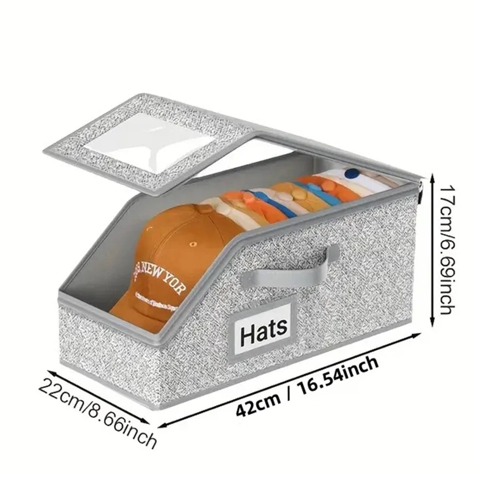 4 PCS Stackable Hat Storage for Baseball Caps Hat Storage Boxes for Closet Holds up to 12 Caps with Cardboard Hat Organizer for Women & Men (Grey) – Stackable Organization for Flexible Room-to-Room Use