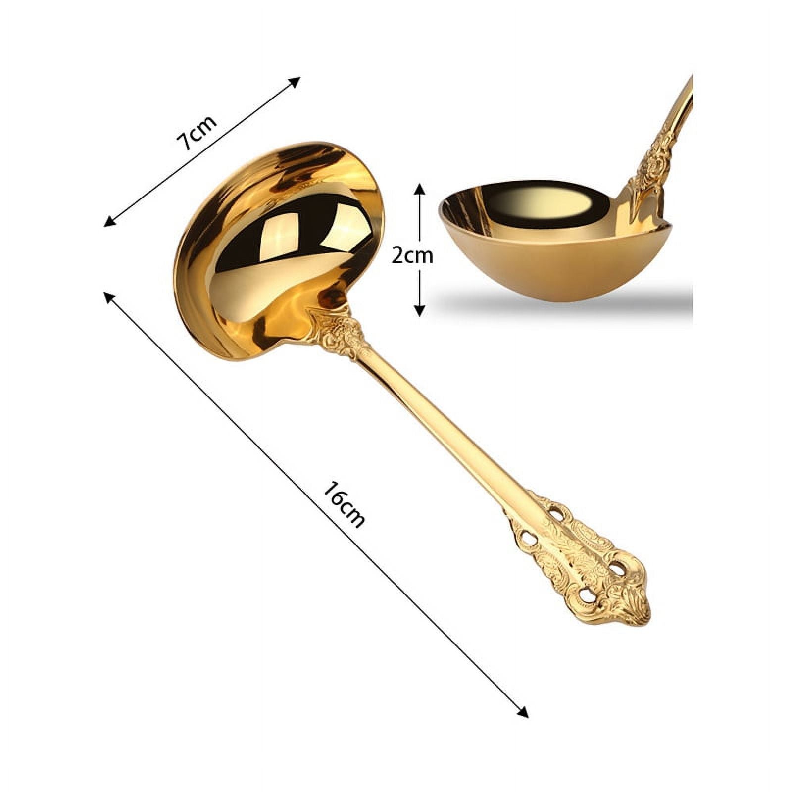 304 Stainless Steel Soup Ladle Cooking Tool Kitchen Gold Plated Spoon – Durable Stainless Steel Construction for Flexible Room-to-Room Use