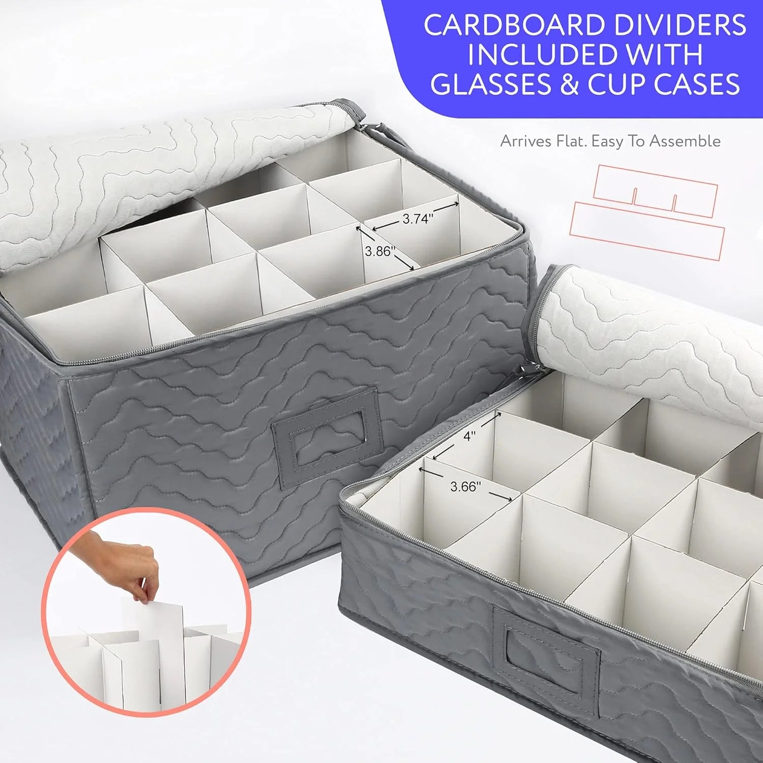 China Storage Containers - Quilted 6-Piece Set Storage Box- Stores Chinaware Stemware Dinnerware Dish Storage Service for 12 48 Pcs Felt Protectors Cardboard Dividers Included – Convenient Multi-Piece Set for Flexible Room-to-Room Use