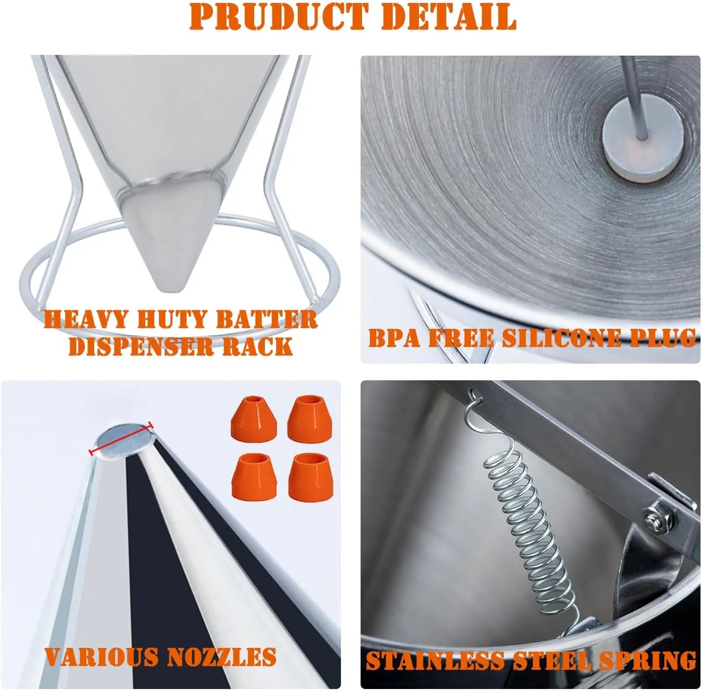 Stainless Steel Pancake Batter Dispenser with Squeeze Handle Kitchen Funnel Tools Pancake Dispenser for Pancakes Cupcakes Takoyaki and Baked Goods – Convenient Carry Handles for Flexible Room-to-Room Use