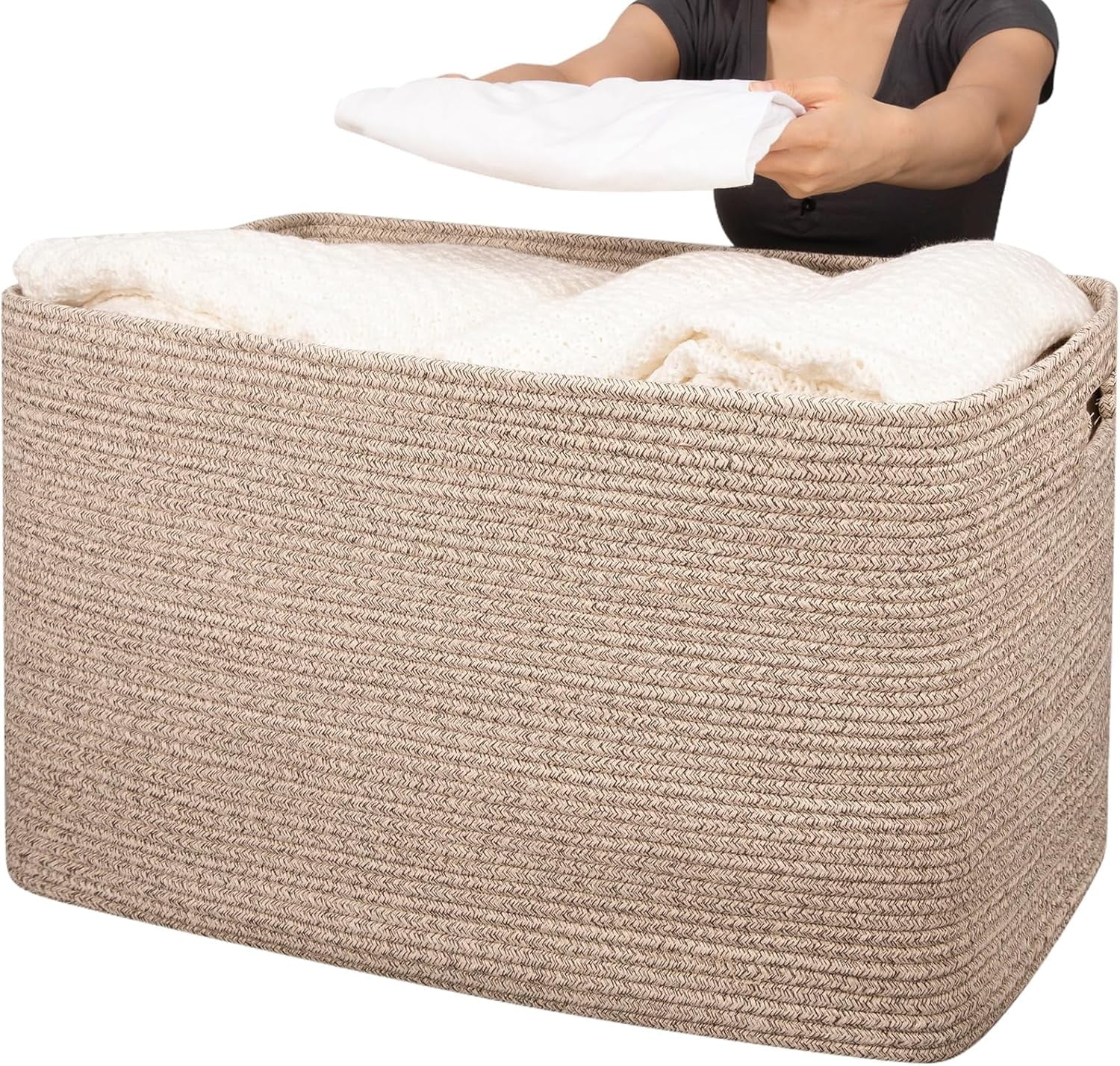 118L XXXLarge Cotton Rope Storage Basket Oversized Blanket Basket Used for Organizing Dirty Clothes in Living Room Bedroom Nursery Dog Toy Storage Bins 25" x 17" x 16",Grey – Practical Home Organization for Flexible Room-to-Room Use