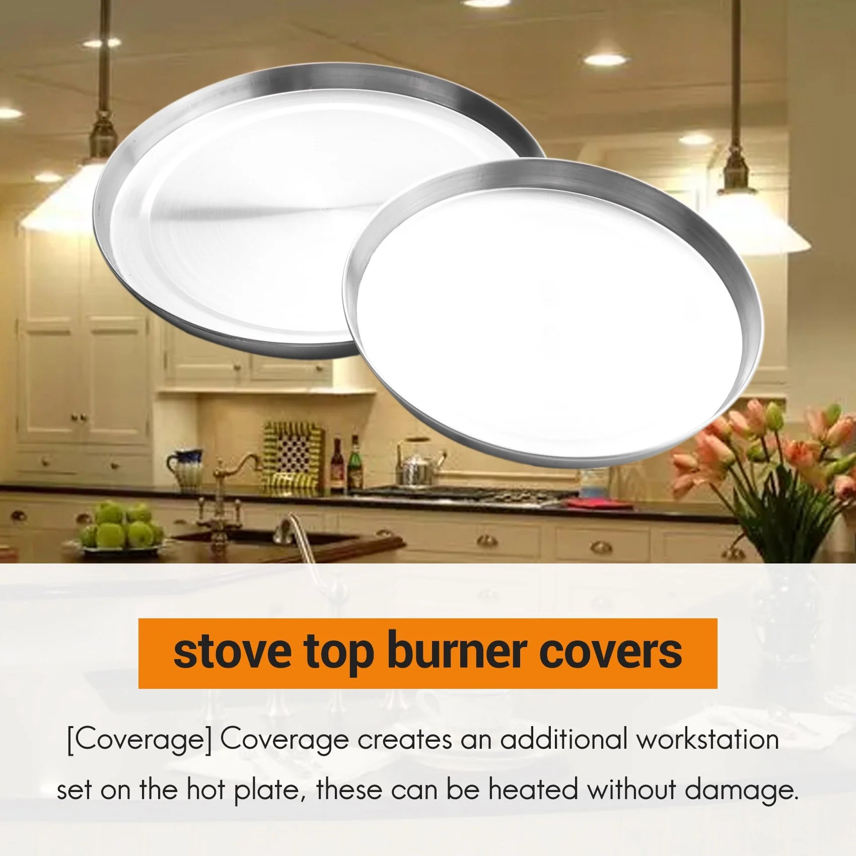 4Pcs Stainless Steel Hob Covers Stove Plate Top Cooker Protector Kit Set Utensils 17/21CM Kitchen Accessories – Durable Stainless Steel Construction for Flexible Room-to-Room Use