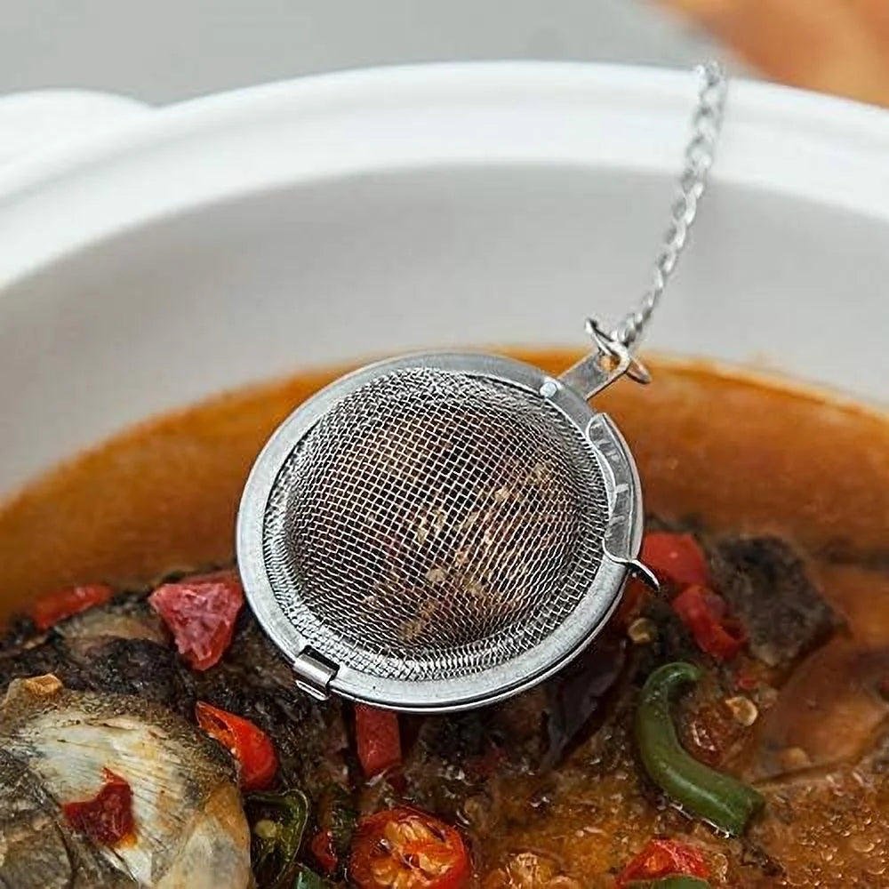 3pcs Stainless steel fine mesh seasoning ball kitchen soup spice stew filter kitchen tool metal tea bag tea ball (3pcs Round Shape),Silver,5cm/6cm/7cm – Durable Stainless Steel Construction for Flexible Room-to-Room Use