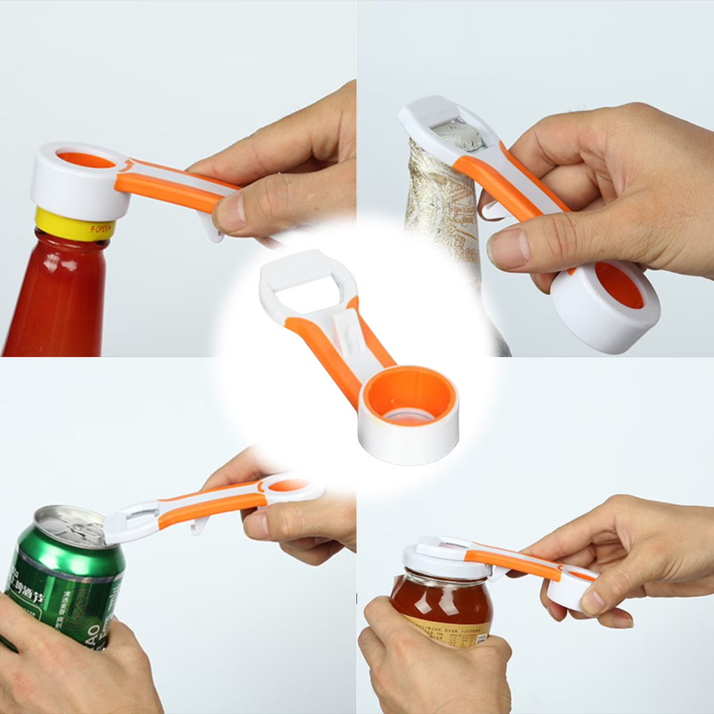 Hiroekza Jar Opener 4-in-1 Grip Bottle Opener Jar Opener - Easily Opens Twists Caps Bottle Caps Canning Lids And Can Tabs Kitchen Gadgets Clearance – Convenient Drink Preparation for Flexible Room-to-Room Use