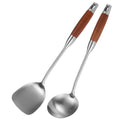 Stainless Steel for Carbon Steel Stainless Steel Wok Metal Wok Tools Set Wooden Handle Soup Ladle – Convenient Carry Handles for Flexible Room-to-Room Use