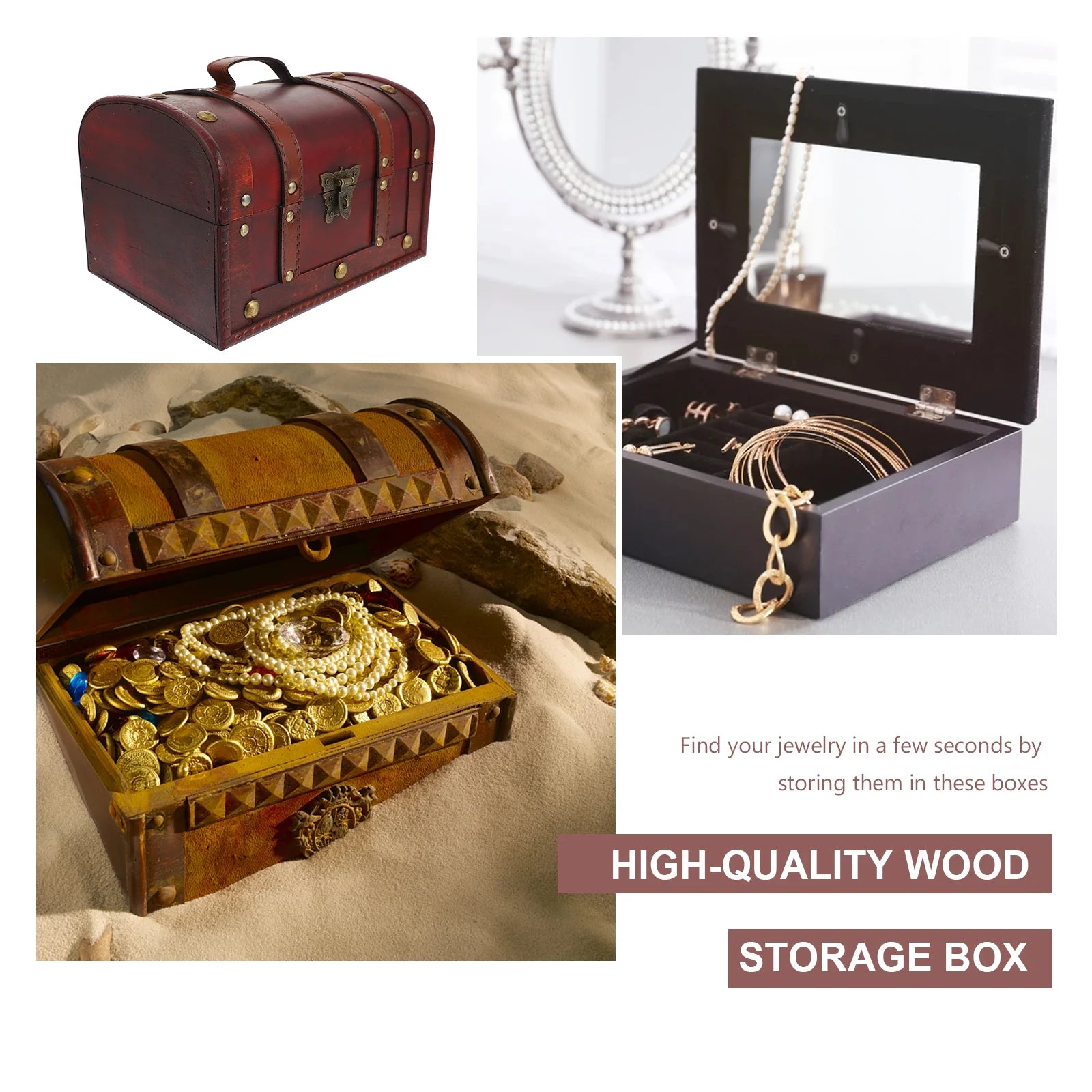 Vintage Storage Container Antique Decorative Boxes with Lids Travel – Secure Lid Design for Flexible Room-to-Room Use