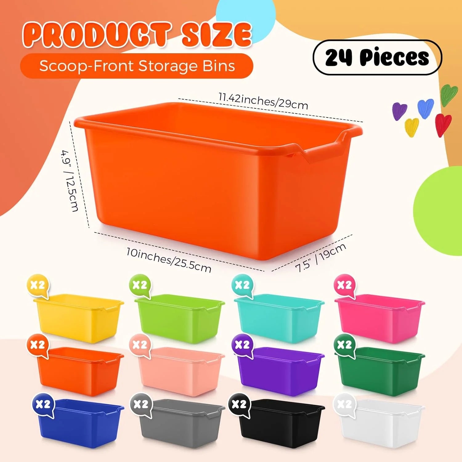 24 Pcs Plastic Cubby Bins Classroom Cubby Organization Book Bins for Classroom Bulk Toy Storage Baskets Stackable Assorted Colors Storage Containers for Home Office School Nursery Playroom – Stackable Organization for Flexible Room-to-Room Use
