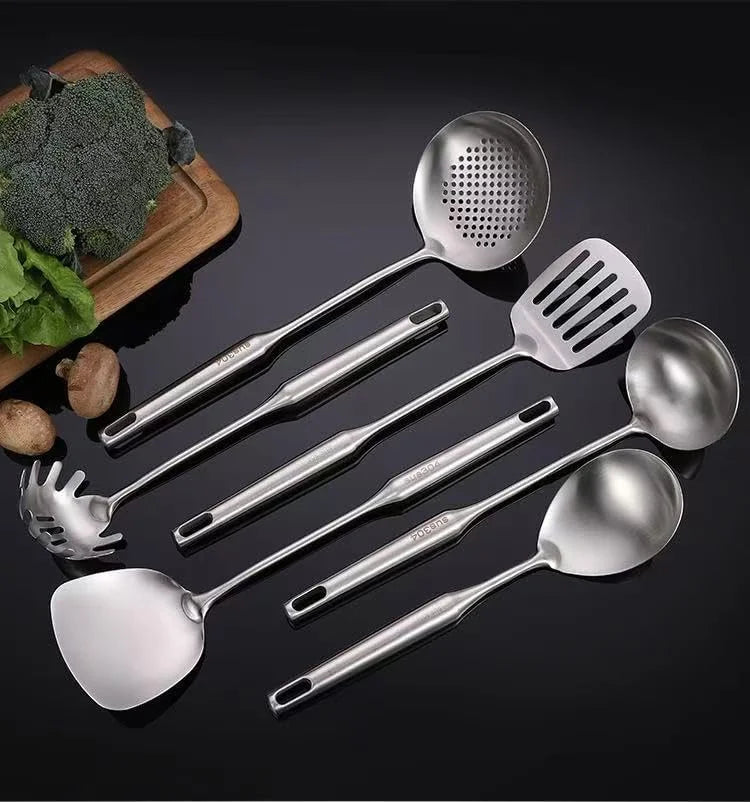 Well-crafted 7-Piece Gold Kitchen Utensil Set with Stand Stainless Steel Cooking Tools- Dishwasher Suitable Ladle Spoon Spatula Pasta Fork Luxury Brass Kitchen Accessories for Home – Durable Stainless Steel Construction for Flexible Room-to-Room Use