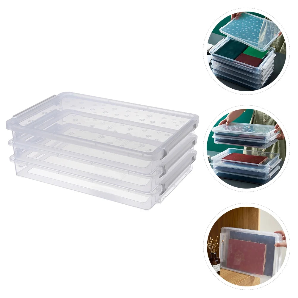 2pcs Multilayers Transparent Storage Box Clear Plastic Document Paper Filling Case – Clear-View Organization for Flexible Room-to-Room Use