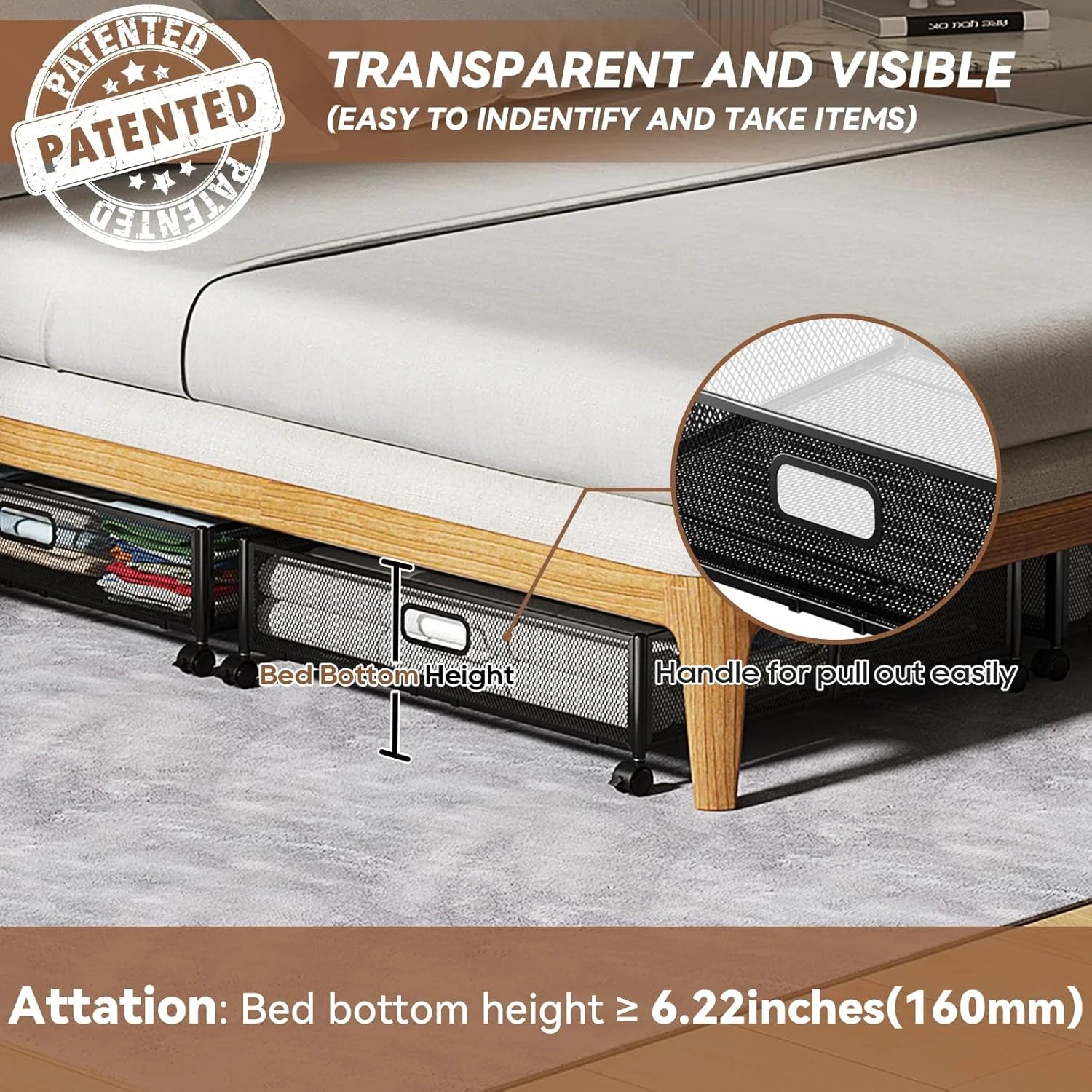 Under Bed Storage Containers with Wheels - Shoe Storage Organizer Drawer Tool-free Assembly Metal Underbed Storage for Bedroom Clothes Shoes Blankets - 2Pack – Everyday Household Format for Flexible Room-to-Room Use