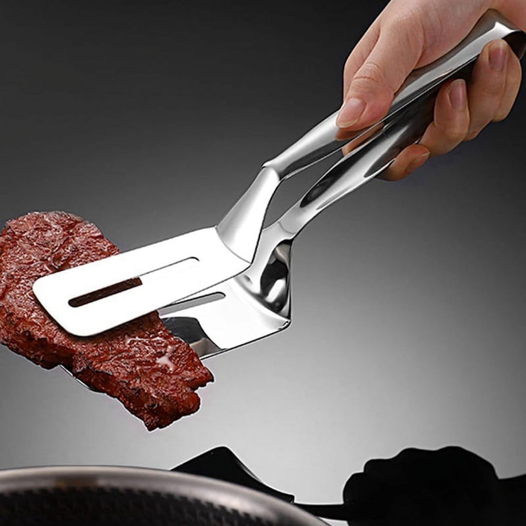 Stainless Steel Double-Sided Shovel Clip Stainless Steel Spatula Kitchen Tongs,Grill Clamp Flipping Spat – Durable Stainless Steel Construction for Flexible Room-to-Room Use