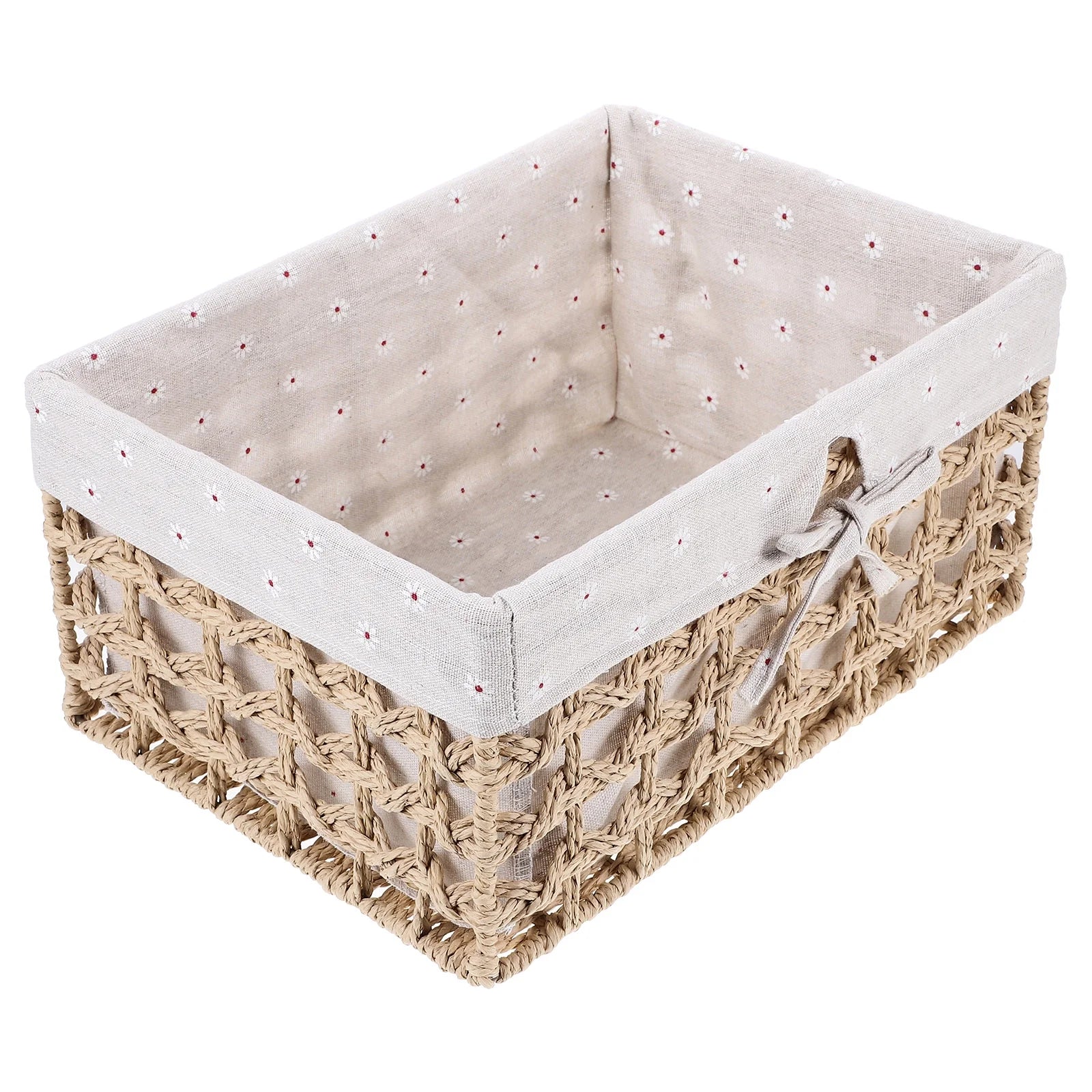 Rustic Storage Bins Grass Basket Cube Boxes with Lids Fabric Toy Sundries – Everyday Household Format for Flexible Room-to-Room Use