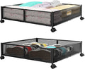 Under Bed Storage Containers with Wheels - Shoe Storage Organizer Drawer Tool-free Assembly Metal Underbed Storage for Bedroom Clothes Shoes Blankets - 2Pack – Multiroom Organization Format for Flexible Room-to-Room Use