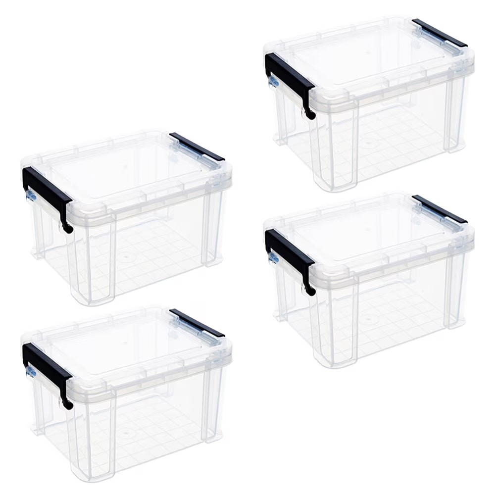 4Pcs Multi-functional Toy Storage Box Plastic Sundries Organizer with Lid Handles 8.5x6.5x5.0cm – Secure Lid Design for Flexible Room-to-Room Use