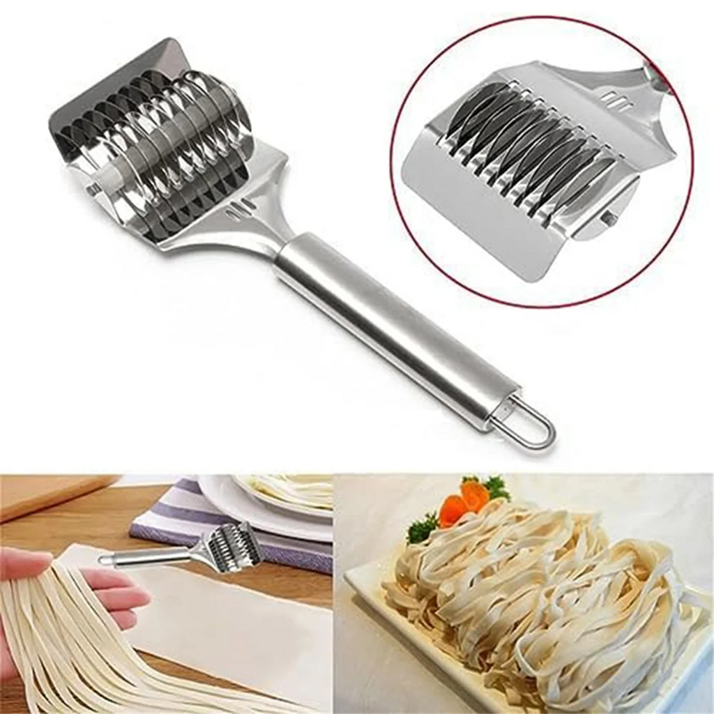 High Grade Stainless Steel Noodle Lattice Roller Dough Cutter for Kitchen Cooking Tools – Durable Stainless Steel Construction for Flexible Room-to-Room Use