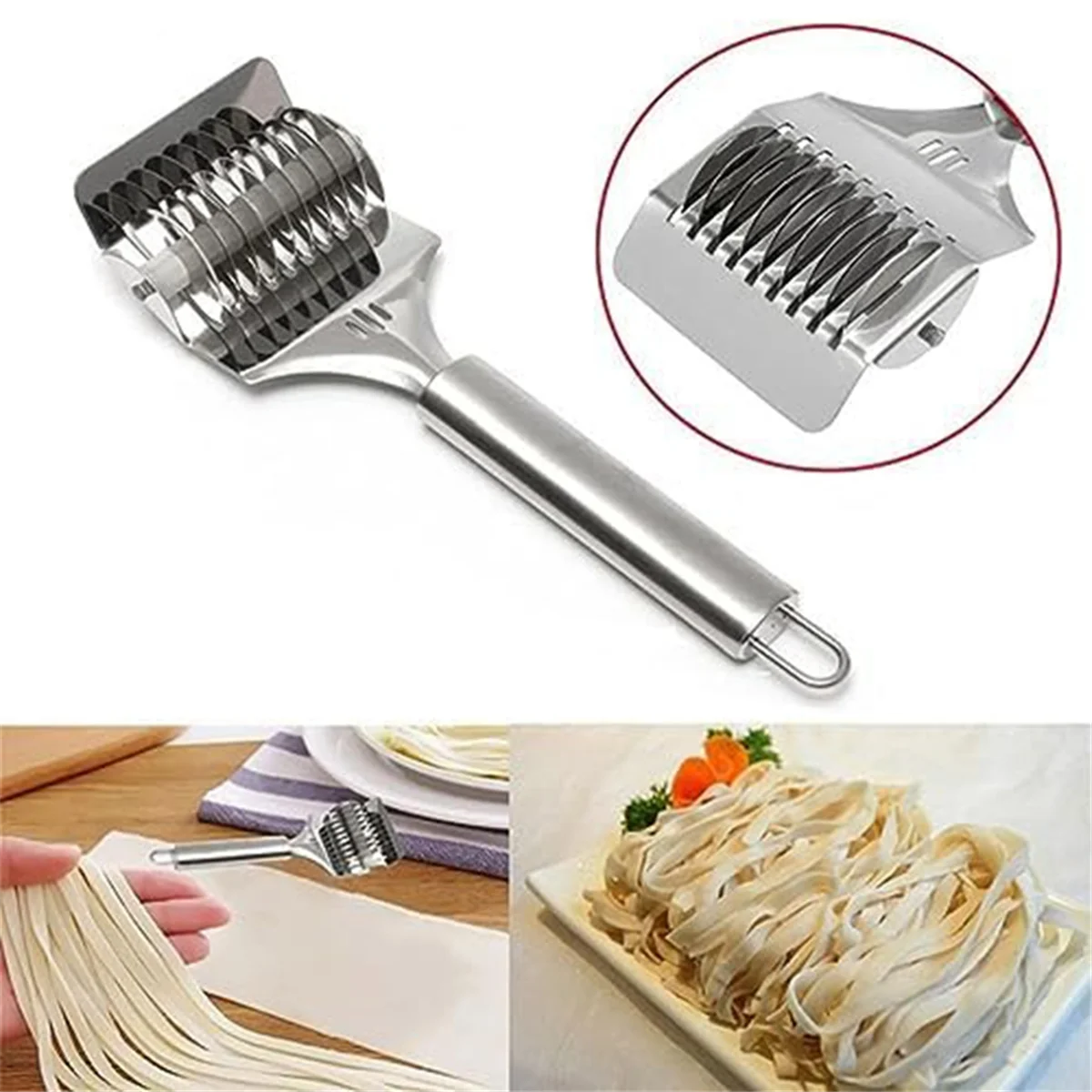 High Grade Stainless Steel Noodle Lattice Roller Dough Cutter for Kitchen Cooking Tools – Durable Stainless Steel Construction for Flexible Room-to-Room Use