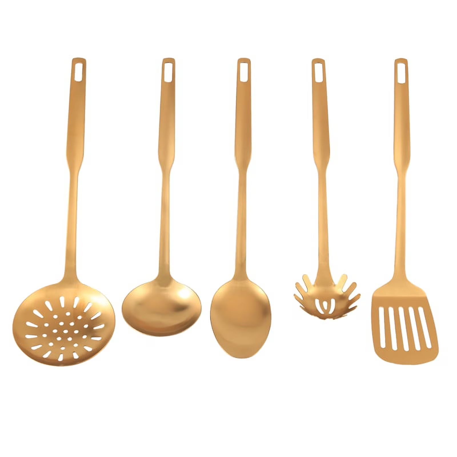 Stainless Steel Kitchen Utensils 5-Piece Cooking Trowel Set Tool Gold – Durable Stainless Steel Construction for Flexible Room-to-Room Use