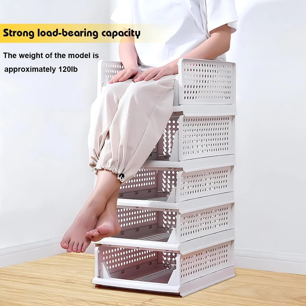 5 Pack Stackable Closet Storage Box,Closet Shelf Organizer and Storage Plastic Drawer Storage,Wardrobe Organizer Closet Organizers Storage Box for Cupboard Kitchen Office(5L) – Stackable Organization for Flexible Room-to-Room Use