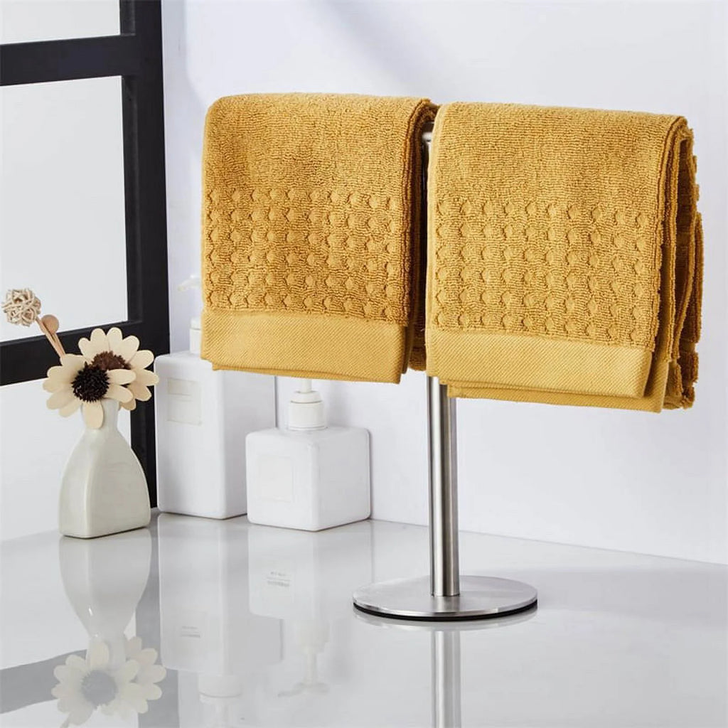 Brushed Standing Towel Rack Heavy Duty Base Stainless Steel T-Shaped Hand Towel Stand for Bathroom Kitchen. – Durable Stainless Steel Construction for Flexible Room-to-Room Use