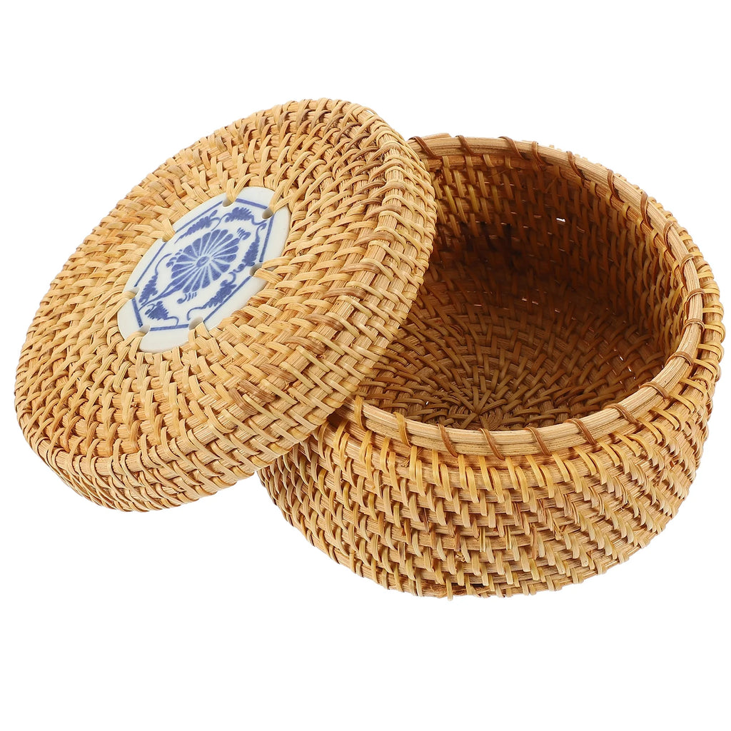 Toy Rattan Nut Box Household Storage Container 14X14X8CM – Practical Home Organization for Flexible Room-to-Room Use