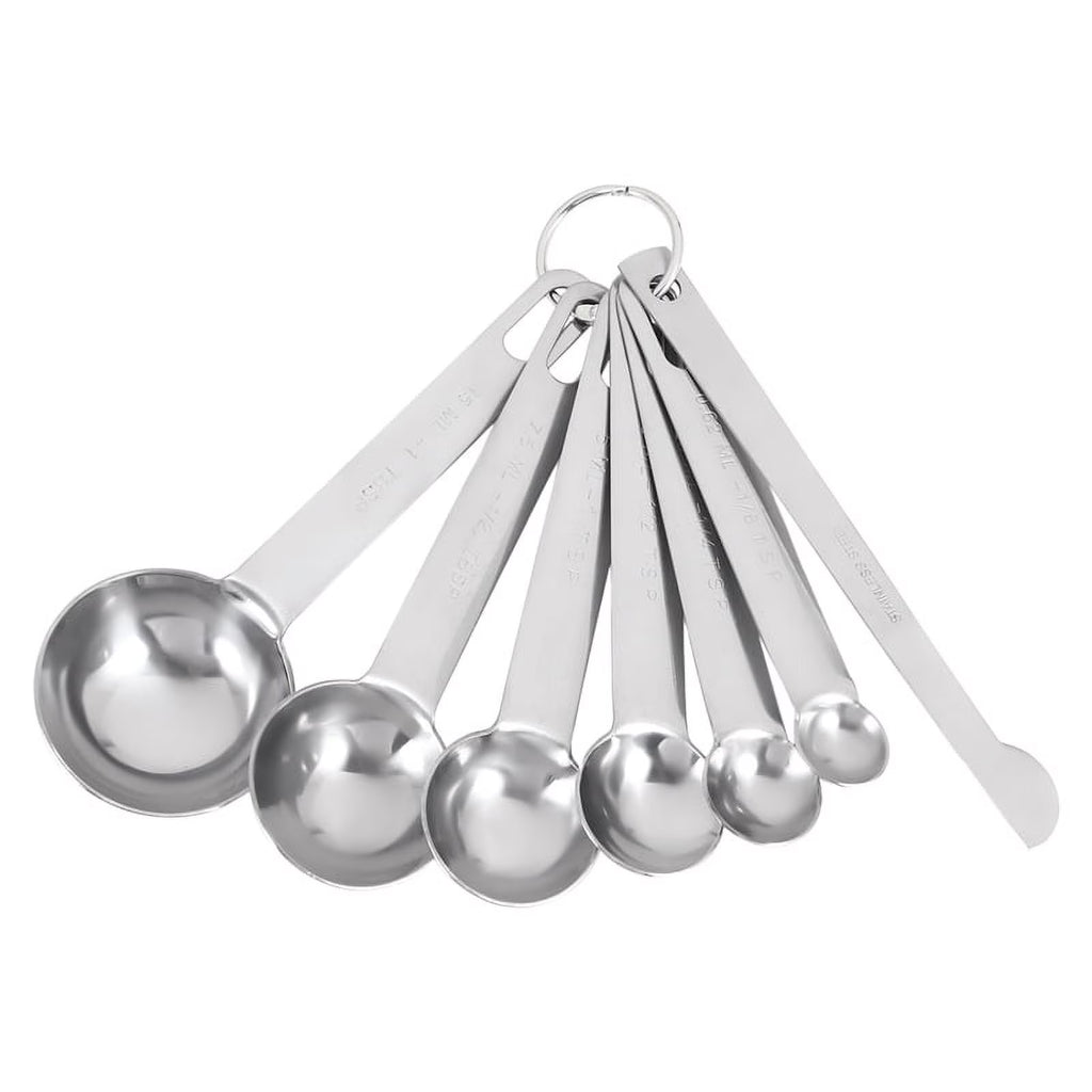 Stainless Steel Measuring Spoons Cups Set Small Tablespoon Teaspoons Set 6 with Bonus C4662 – Durable Stainless Steel Construction for Flexible Room-to-Room Use