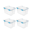 4-Pack 54 Qt Stackable Clear Storage Bins with Durable Latching Lids Space-Saving Sturdy Storage Box For Home Office Organization Clear Base and Lid – Stackable Organization for Flexible Room-to-Room Use