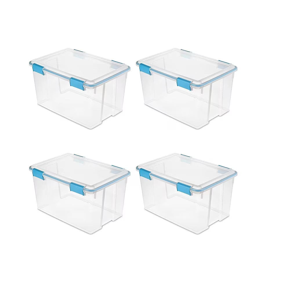 4-Pack 54 Qt Stackable Clear Storage Bins with Durable Latching Lids Space-Saving Sturdy Storage Box For Home Office Organization Clear Base and Lid – Stackable Organization for Flexible Room-to-Room Use
