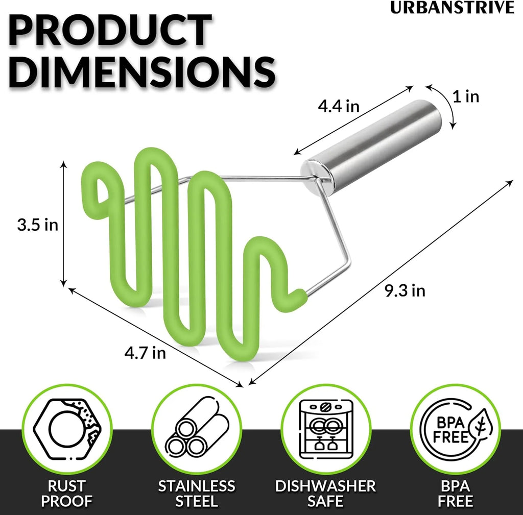 Non-Scratch Silicone Potato Masher Kitchen Tool Potatoes Masher Potato Masher Stainless Steel Wrapped In Well-crafted Silicone Potato Smasher – Durable Stainless Steel Construction for Flexible Room-to-Room Use