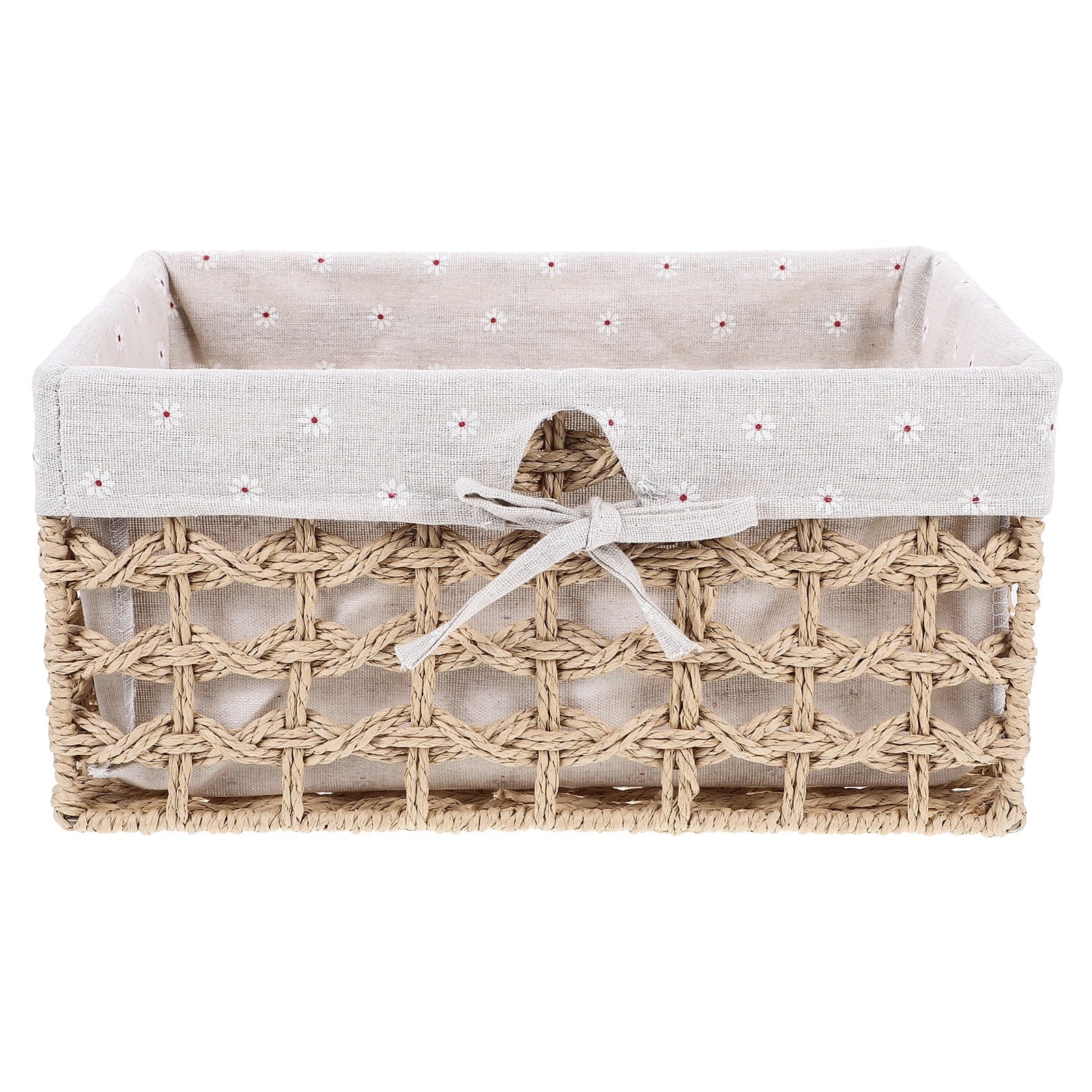 Rustic Storage Bins Grass Basket Cube Boxes with Lids Fabric Toy Sundries – Everyday Household Format for Flexible Room-to-Room Use