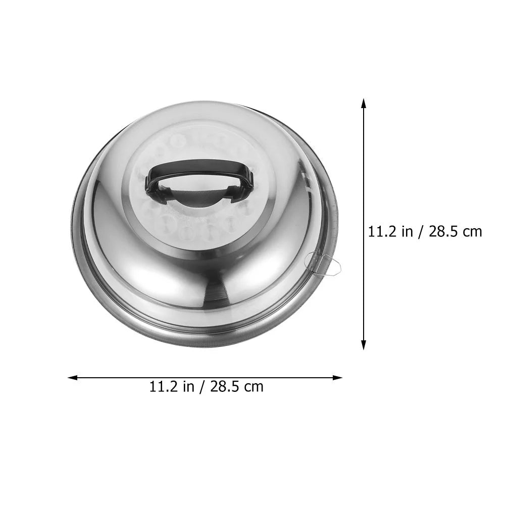 unbranded 2Pcs Stainless Steel Pot Covers 28.5cm Pot Lids Kitchen Accessories (Silver) – Durable Stainless Steel Construction for Flexible Room-to-Room Use