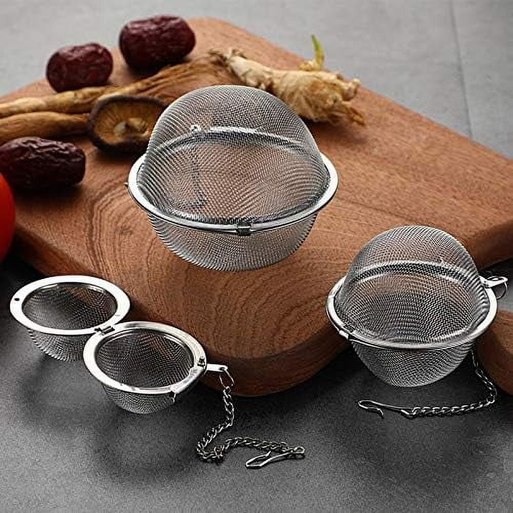 3pcs Stainless steel fine mesh seasoning ball kitchen soup spice stew filter kitchen tool metal tea bag tea ball (3pcs Round Shape),Silver,5cm/6cm/7cm – Durable Stainless Steel Construction for Flexible Room-to-Room Use