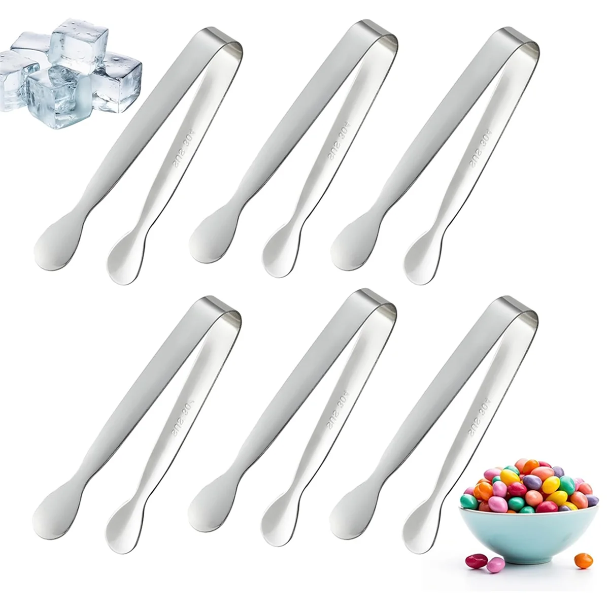 6PCS Mini Small Tiny Tongs 4.25Inch Stainless Steel Small Tongs for Serving Food Kitchen 304stainless Steel – Durable Stainless Steel Construction for Flexible Room-to-Room Use