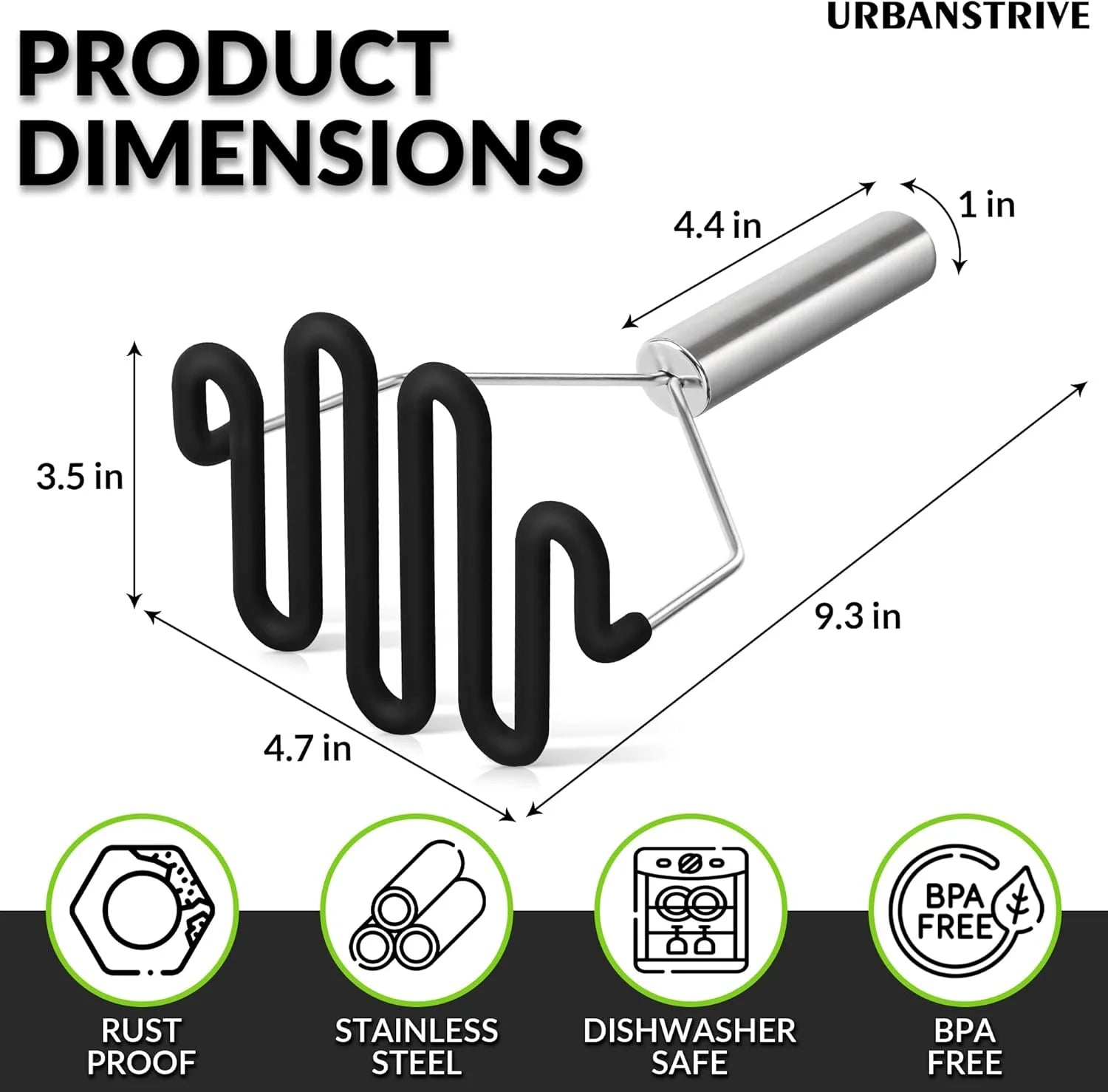 Non-Scratch Silicone Potato Masher Kitchen Tool Potatoes Masher Potato Masher Stainless Steel Wrapped In Well-crafted Silicone Potato Smasher Black – Durable Stainless Steel Construction for Flexible Room-to-Room Use