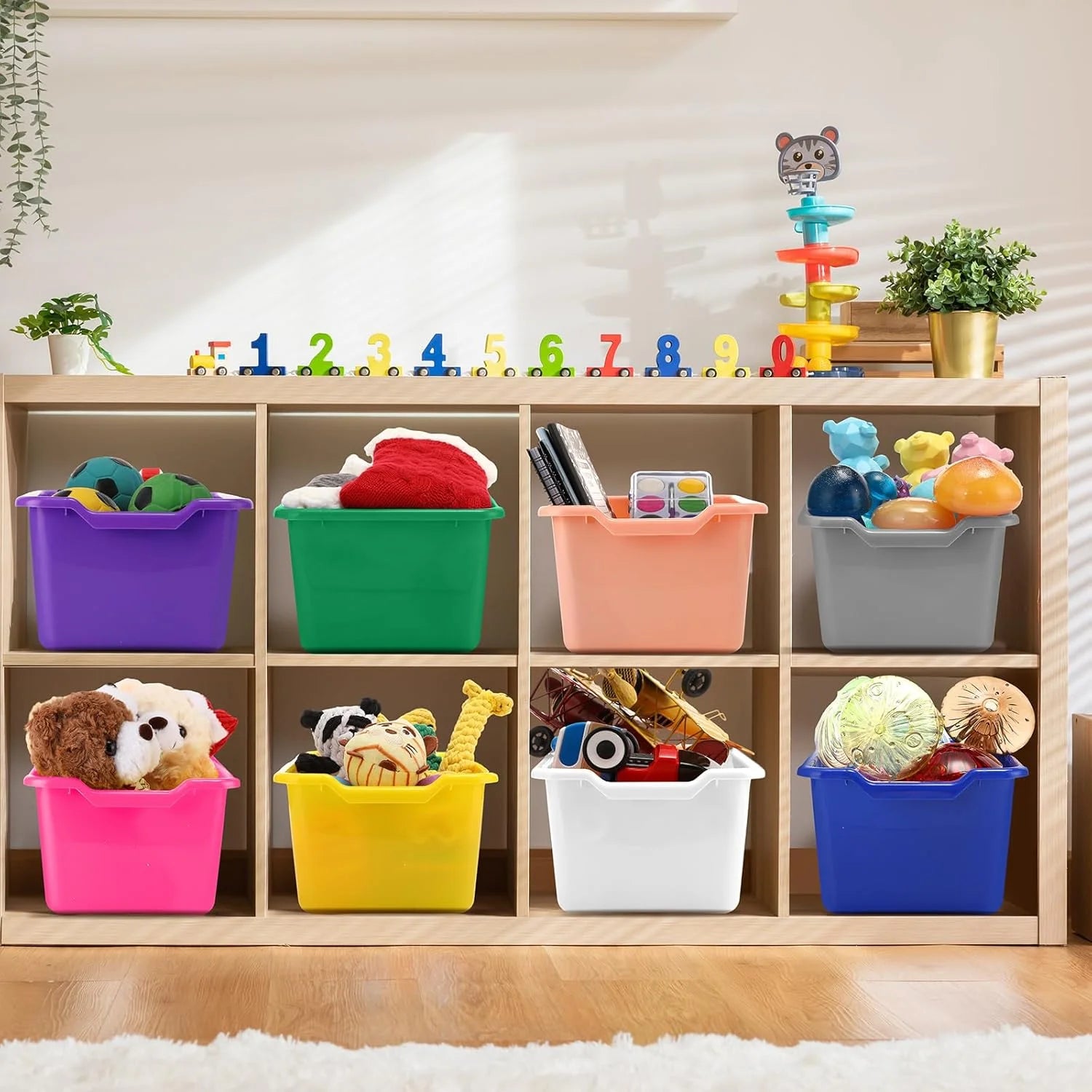 24 Pcs Plastic Cubby Bins Classroom Cubby Organization Book Bins for Classroom Bulk Toy Storage Baskets Stackable Assorted Colors Storage Containers for Home Office School Nursery Playroom – Stackable Organization for Flexible Room-to-Room Use