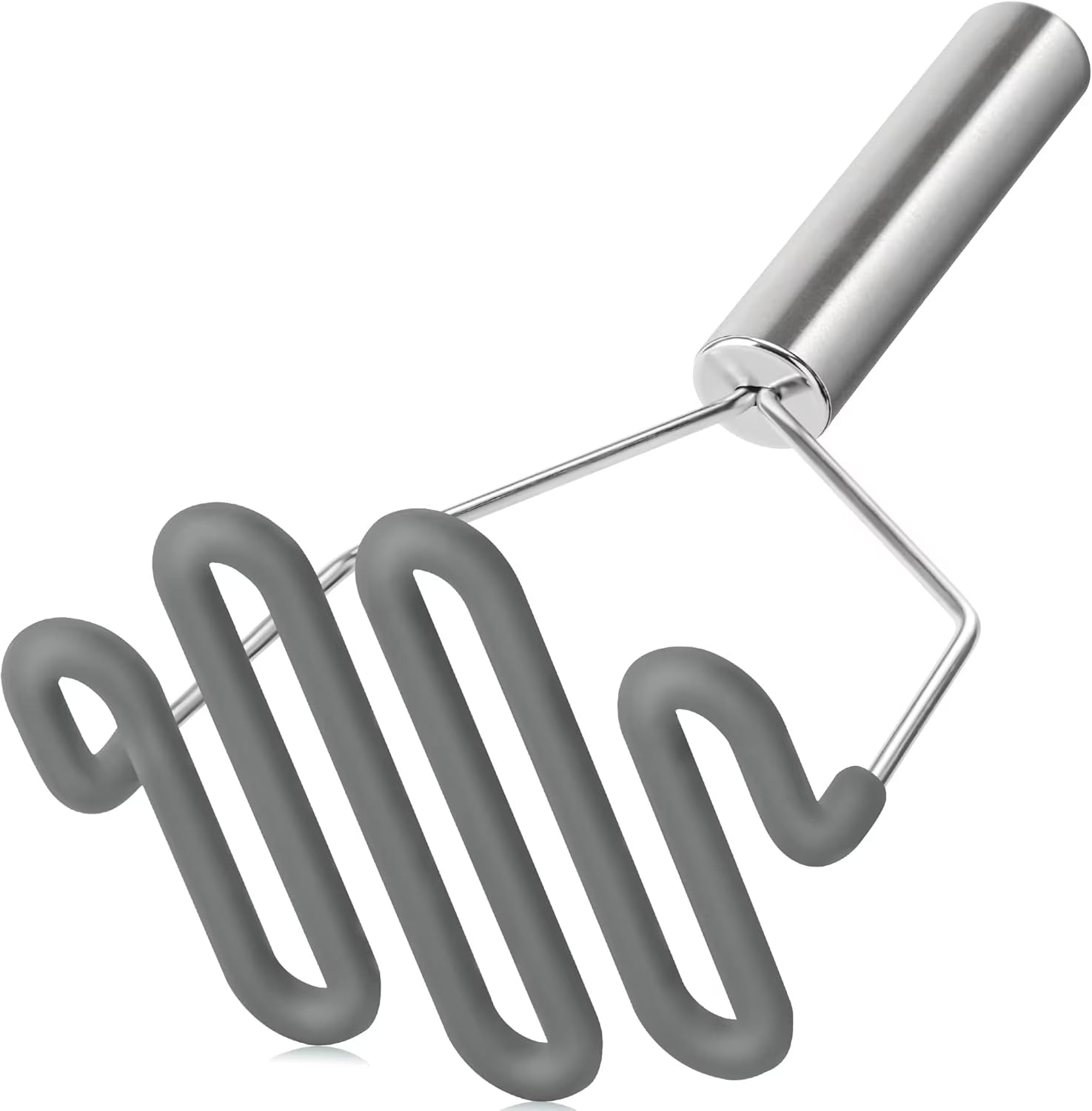 Scratch-resistant silicone potato masher kitchen tool potato masher stainless steel wrapped durable silicone potato smasher gray – Durable Stainless Steel Construction for Flexible Room-to-Room Use