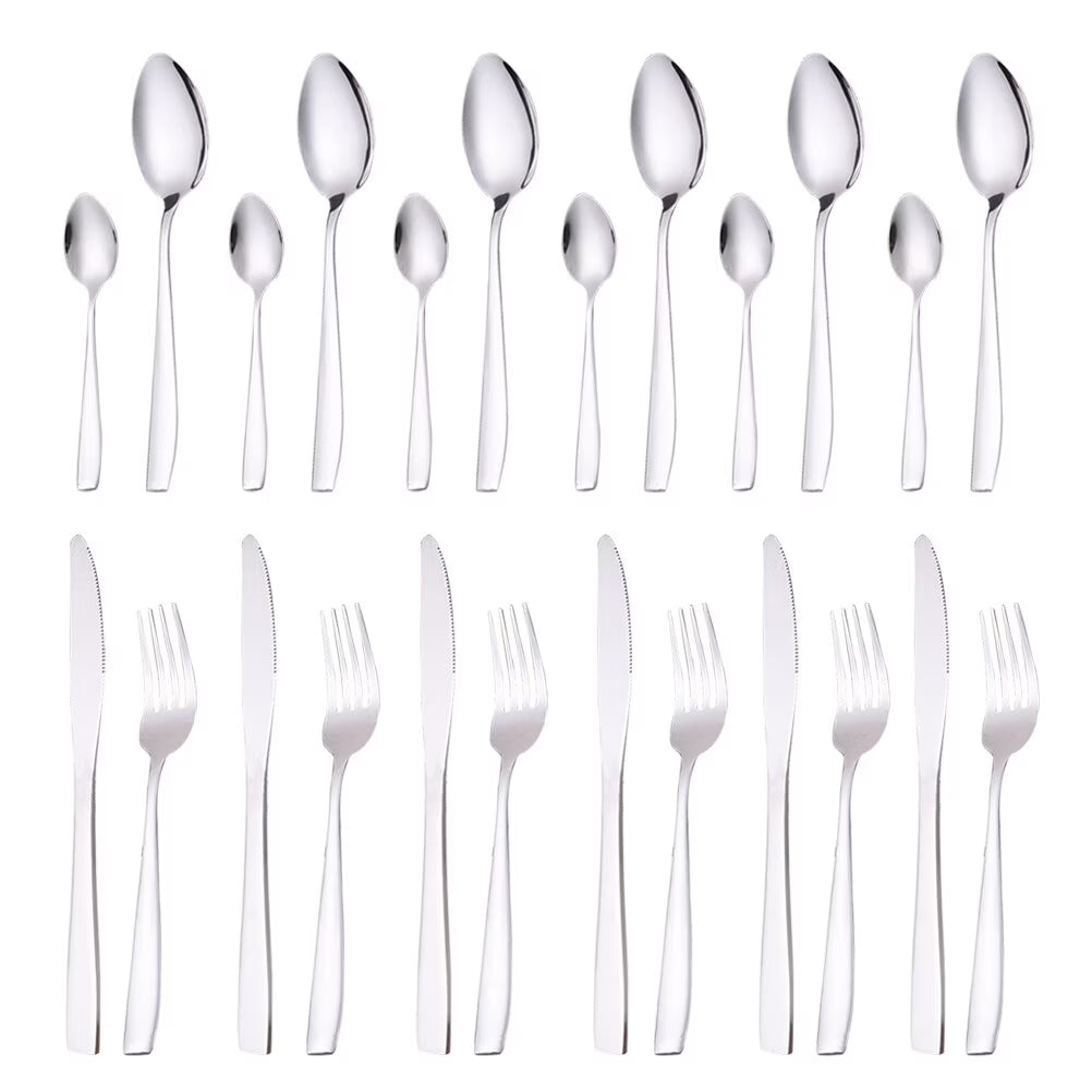 unbranded24 Pcs Stainless Flatware Steel Dish Drying Rack Countertop Cutlery Holder – Convenient Multi-Piece Set for Flexible Room-to-Room Use