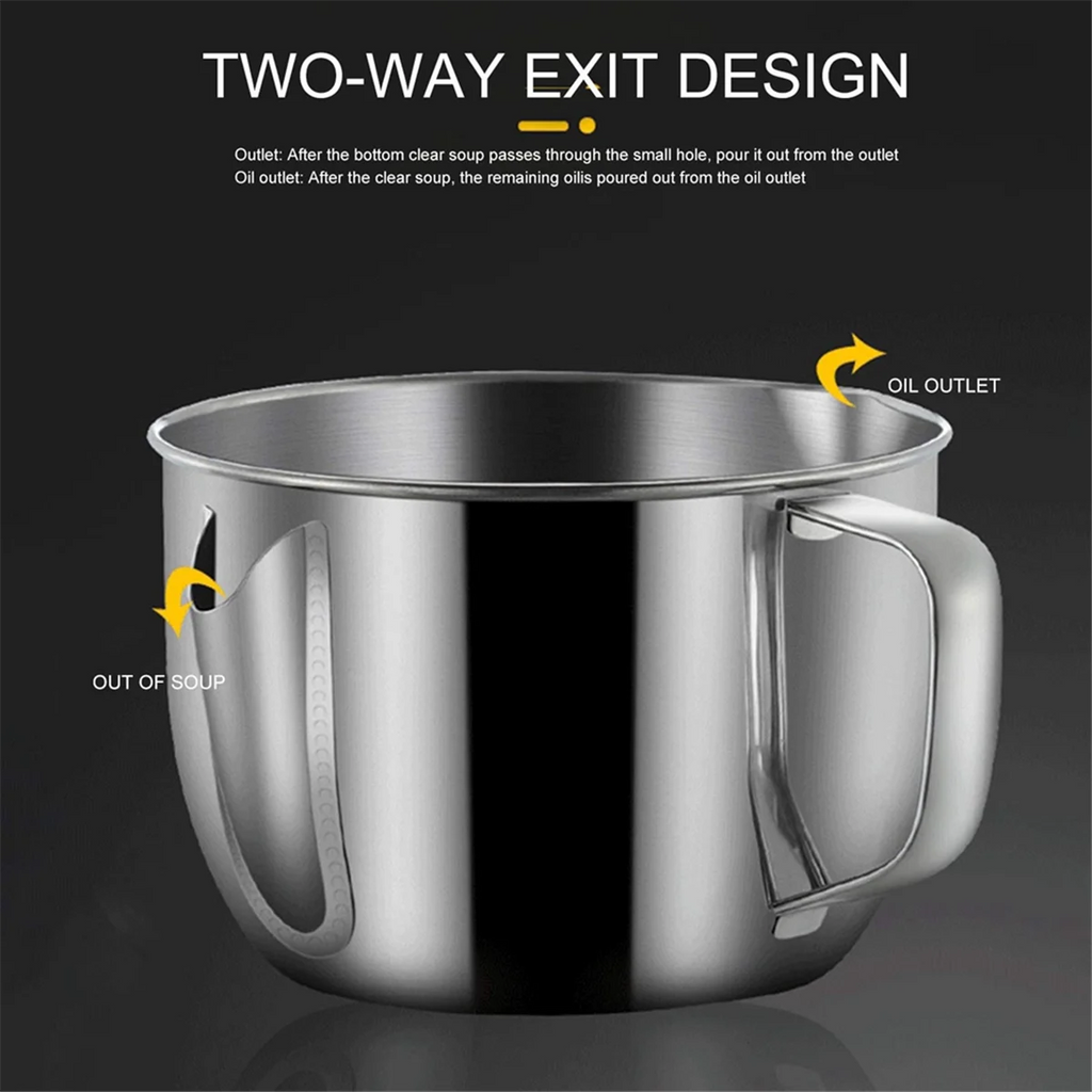 Stainless Steel Fat Separator 1L/4 Cup Gravy Grease with Strainer and Glass Lid Soup Oil Cup – Durable Stainless Steel Construction for Flexible Room-to-Room Use