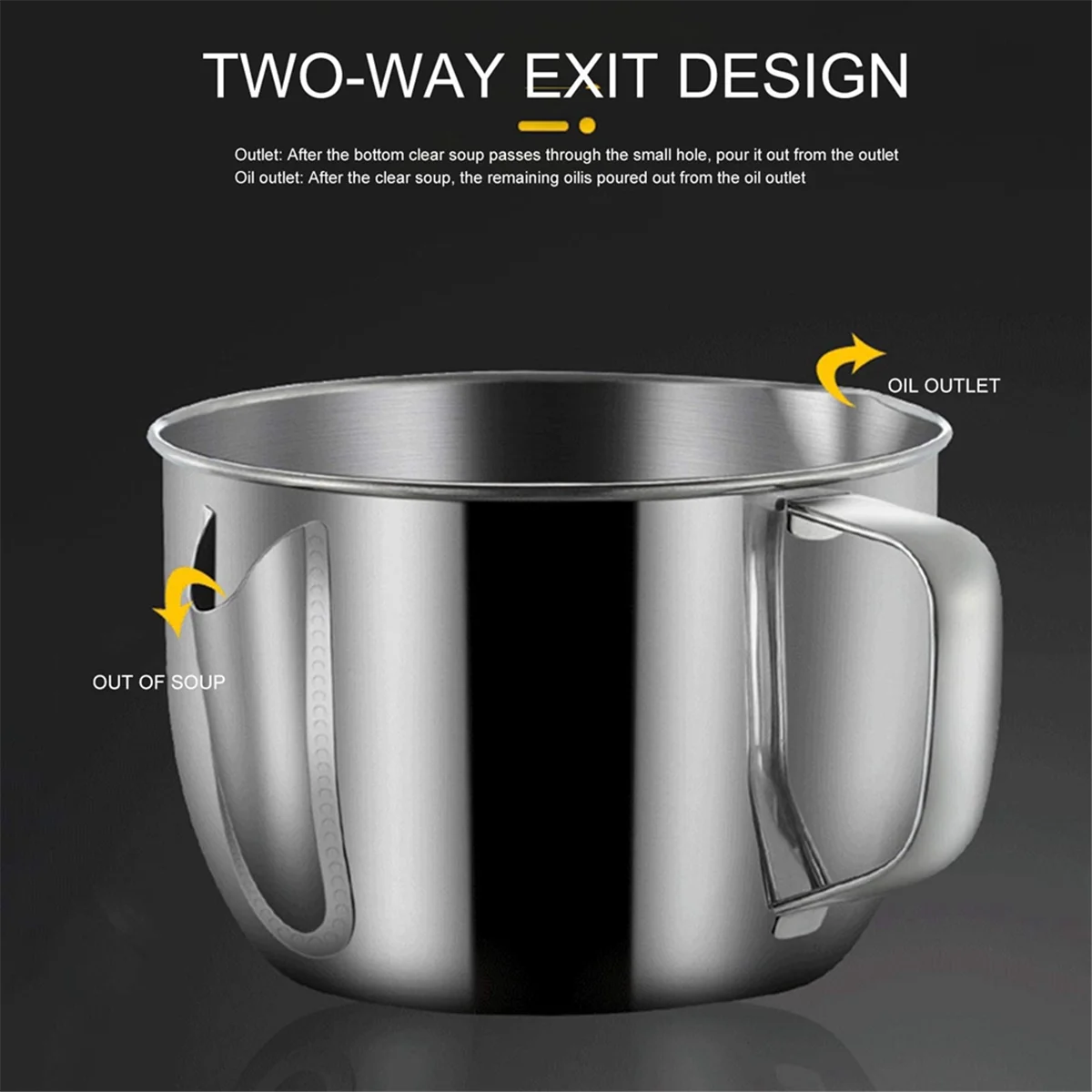 Stainless Steel Fat Separator 1L/4 Cup Gravy Grease with Strainer and Glass Lid Soup Oil Cup – Durable Stainless Steel Construction for Flexible Room-to-Room Use