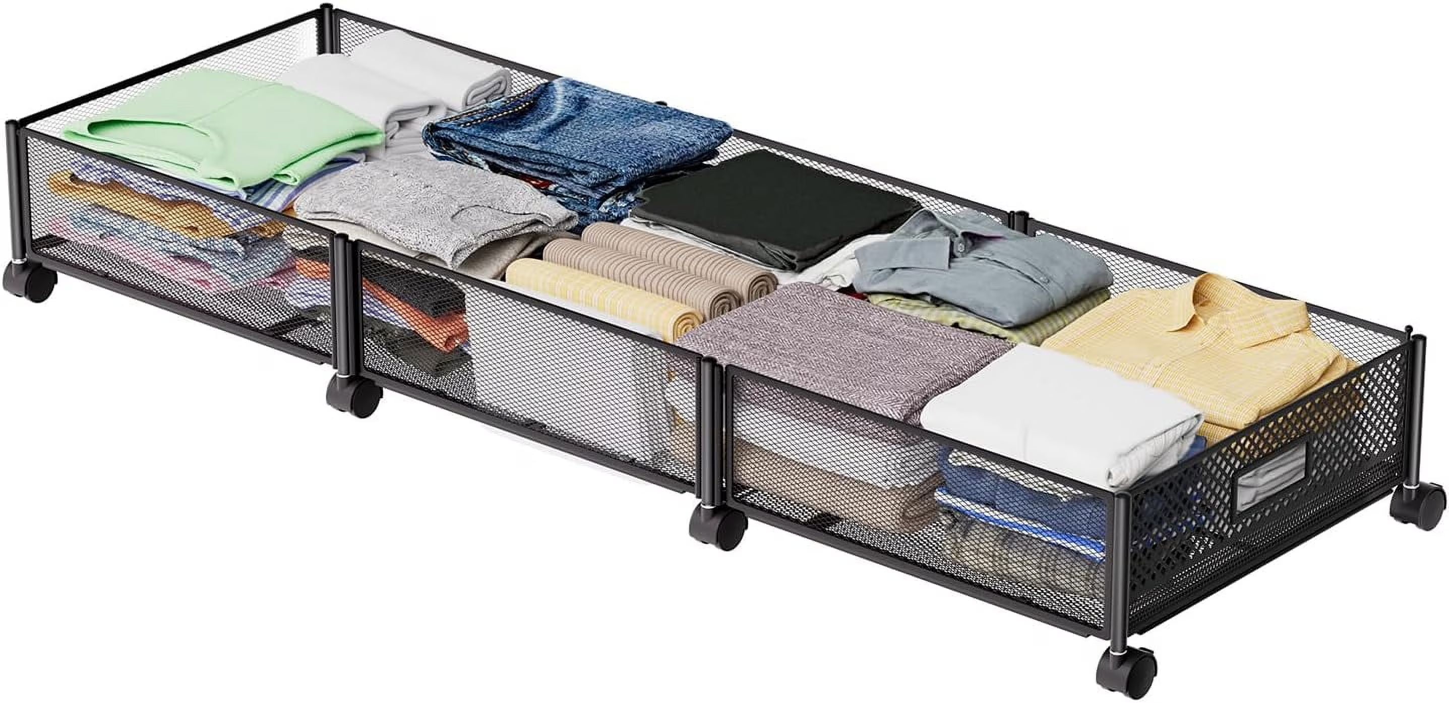 47.2'' Long Under Bed Storage on Wheels 57.6L Large Capacity Rolling Under the Bed Storage Containers Tool-Free Assembly Foldable Underbed Shoes Clothes Toy Drawers – Everyday Household Format for Flexible Room-to-Room Use