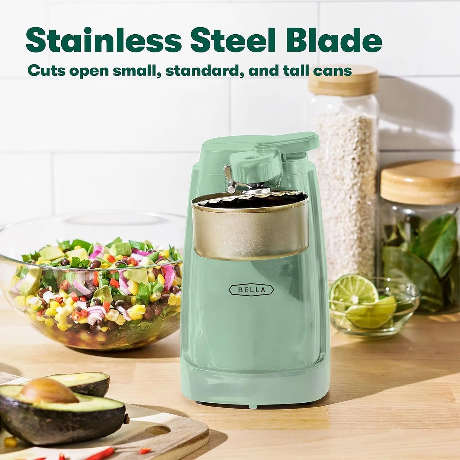 Electric Can Opener and Knife Sharpener Multifunctional Jar and Bottle Opener with Removable Cutting Lever and Cord Storage Stainless Steel Blade, – Durable Stainless Steel Construction for Flexible Room-to-Room Use – Catalog Item 123
