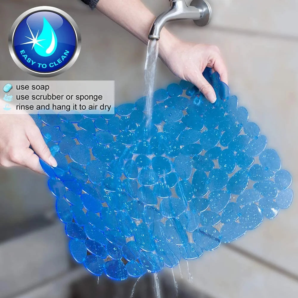 Bligli Pebble Sink Mat 2-Pack - PVC Kitchen Protector for Stainless Steel/Ceramic Dish Drying Mat for Dishes 15.7" x 11.8" Blue – Durable Stainless Steel Construction for Flexible Room-to-Room Use